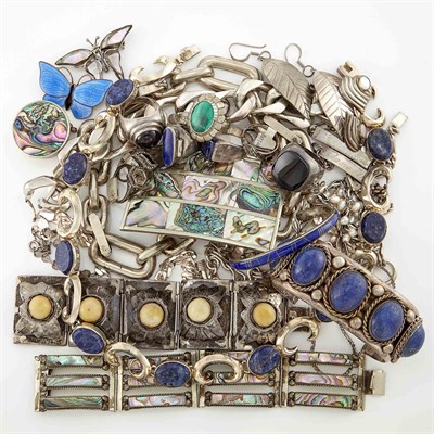 Lot 1605 - Group of Silver and Metal Jewelry