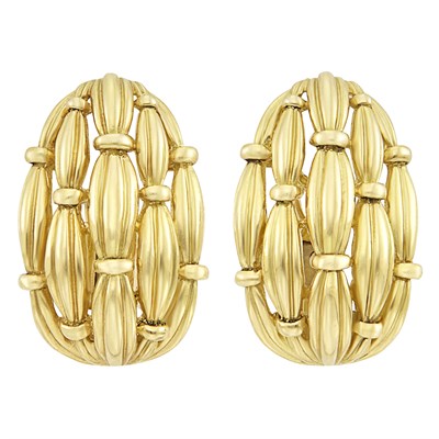 Lot 378 - Pair of Gold Earclips, Tiffany & Co.