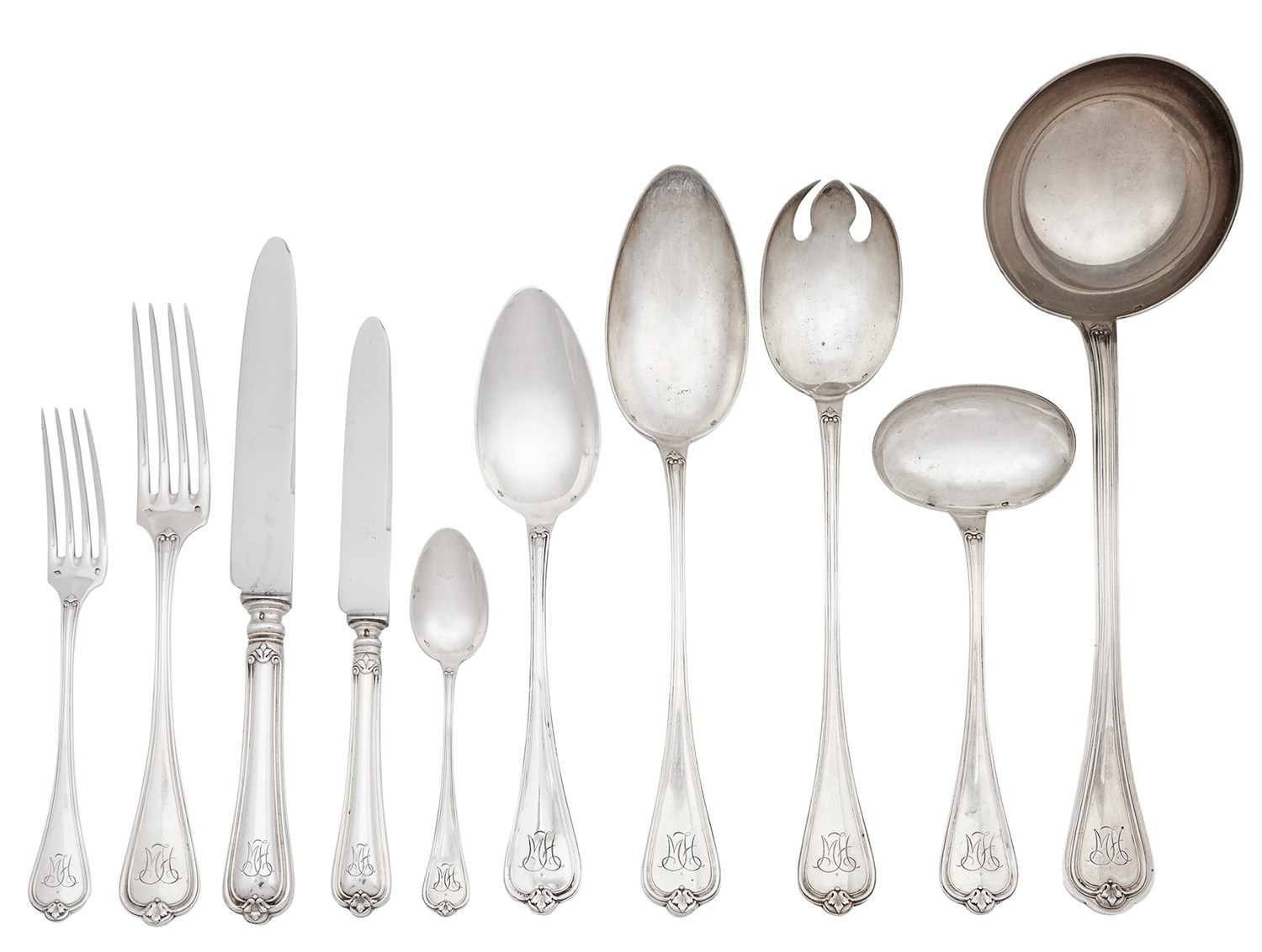 Lot 204 - French Silver Flatware Service Maker's mark MB...