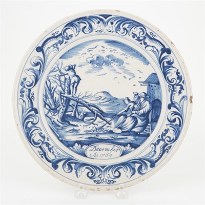 Lot 441 - Set of Three Blue and White Delft Months...