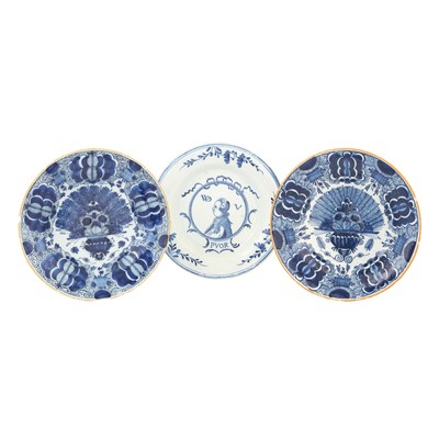 Lot 442 - Group of Three Blue and White Delft Pottery...