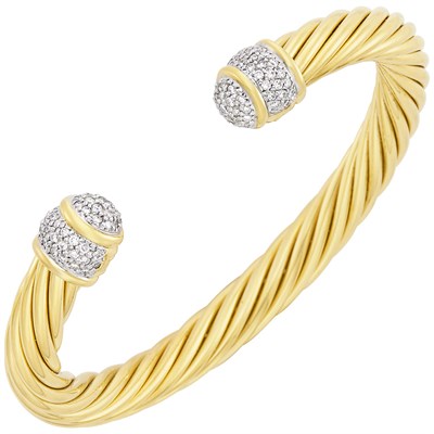 Lot 480 - Two-Color Gold and Diamond Bangle Bracelet, David Yurman