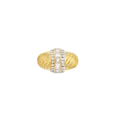 Lot 194 - Two-Color Gold and Diamond Dome Ring, David Yurman