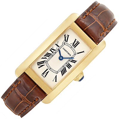 Lot 295 - Gold 'Tank Americaine' Wristwatch, Cartier, Ref. 1710