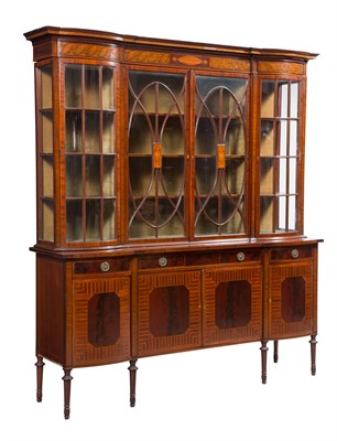 Lot 372 - George III Style Inlaid Mahogany Bookcase...