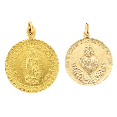 Lot 1359 - Two Gold Religious Charms