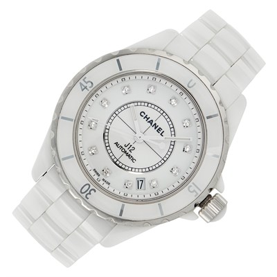 Lot 332 - White Ceramic and Diamond 'J-12' Wristwatch, Chanel