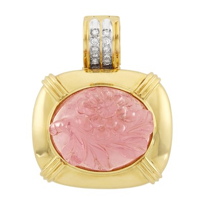 Lot 68 - Pair of Gold, Pink Tourmaline, Diamond and Peridot Earrings, Pendant and Ring