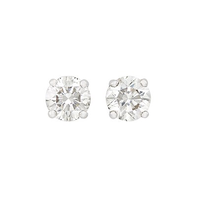 Lot 448 - Pair of Platinum and Diamond Stud Earrings