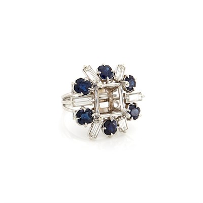 Lot 1458 - White Gold, Diamond and Sapphire Mounting
