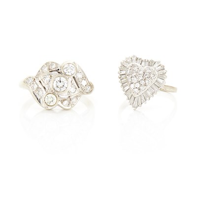 Lot 1587 - Two White Gold and Diamond Rings