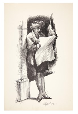 Lot 482 - Clyde J. Singer (1908-1999) WOMAN READING...