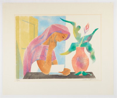 Lot 472 - Anton Refregier WOMAN READING Color...