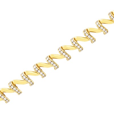 Lot 306 - Gold and Diamond 'Apple Peel' Bracelet, Charles Krypell