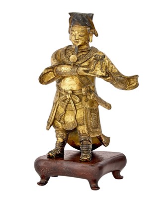 Lot 16 - Chinese Gilt-Bronze Figure of a Guardian Qing...
