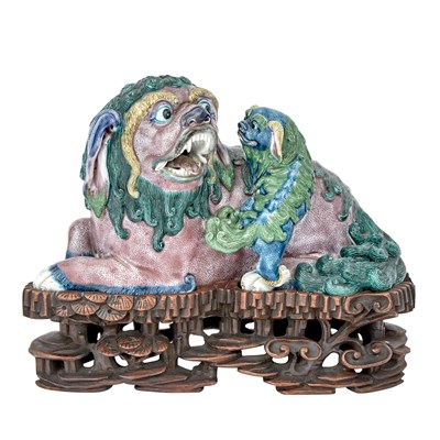 Lot 58 - Chinese Enameled Porcelain Figure of a Fu Lion...