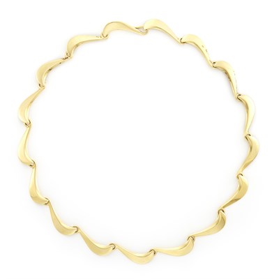 Lot 1505 - Gold 'Wave' Necklace, Georg Jensen