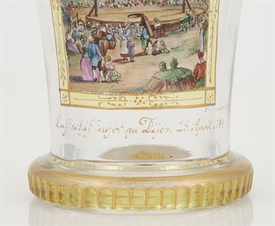 Lot 584 - German Enamel-Painted and Gilt-Decorated Clear...