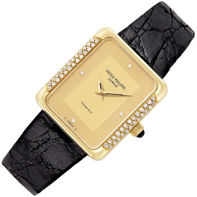 Lot 352 - Gold and Diamond Wristwatch, Patek Philippe, Retailed by Tiffany & Co., Ref. 4311