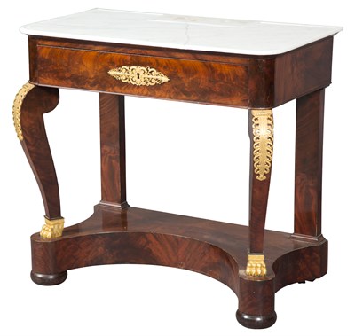 Lot 468 - Empire Mahogany Gilt-Metal Mounted Marble Top...