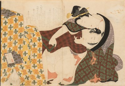 Lot 2 - Group of Three Japanese Shunga Woodblock...