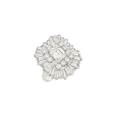 Lot 119 - Platinum and Diamond Ballerina Ring-Dant