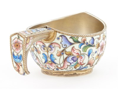 Lot 199 - Russian Silver-Gilt and Cloisonné Enamel Kovsh...