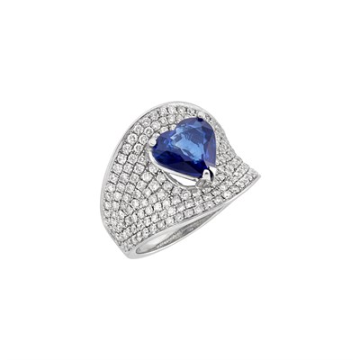 Lot 258 - White Gold, Sapphire and Diamond Ring