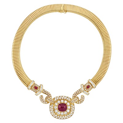 Lot 425 - Gold, Ruby and Diamond Necklace, Bulgari