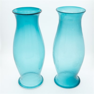 Lot 198 - Pair of Green Glass Hurricane Shades Each of...
