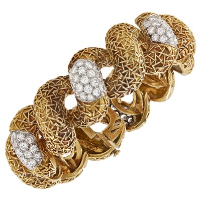 Lot 423 - Two-Color Gold and Diamond Bracelet, Wander, France