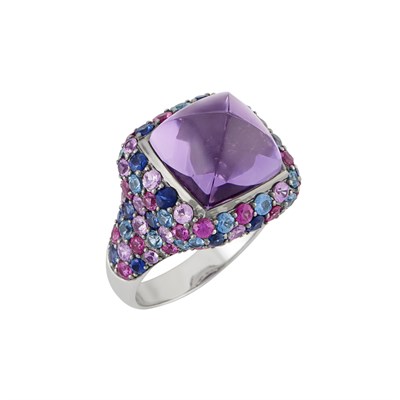 Lot 156 - White Gold, Amethyst, Pink and Blue Sapphire Ring, Roberto Coin