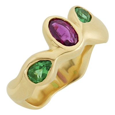 Lot 306 - Four Gold, Enamel and Gem-Set Rings