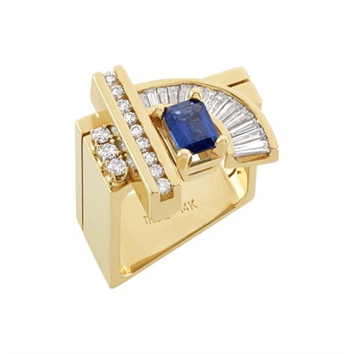 Lot 167 - Two Gold, Diamond, Sapphire and Peridot Rings, Trisko