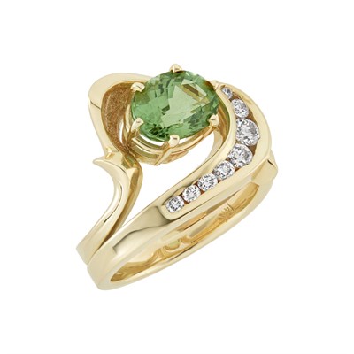 Lot 207 - Gold, Diamond and Green Beryl Ring, Trisko and Gold, Diamond and Amethyst Ring