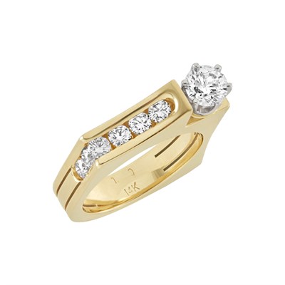 Lot 228 - Gold and Diamond Band Ring, Trisko