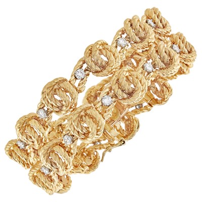 Lot 70 - Gold and Diamond Rope Twist Bracelet