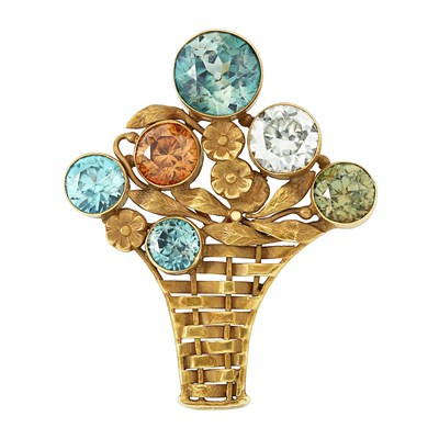 Lot 29 - Antique Gold and Zircon Brooch