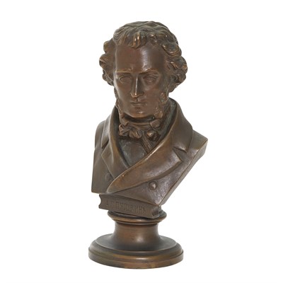 Lot 142 - Russian Bronze Bust of Alexander Pushkin Cast...