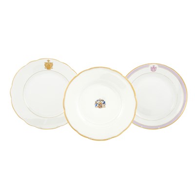 Lot 138 - Three Russian Porcelain Armorial Plates...