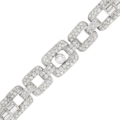 Lot 484 - Art Deco Platinum and Diamond Bracelet