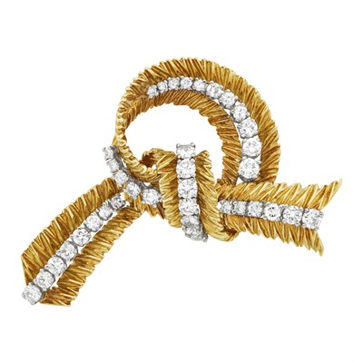Lot 393 - Two-Color Gold and Diamond Brooch, France