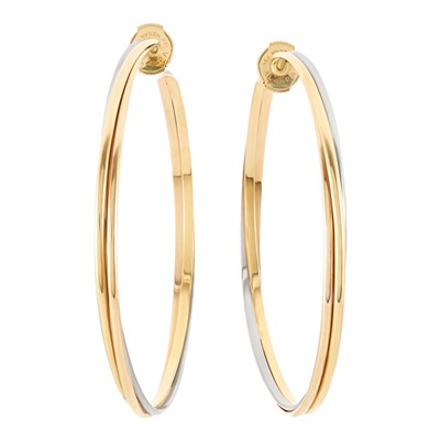 Lot 65 - Pair of Two-Color Gold Hoop Earrings, Cartier