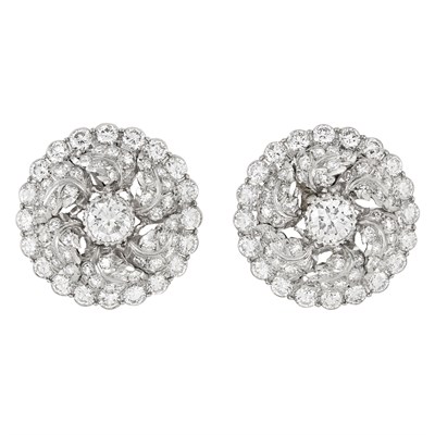 Lot 481 - Pair of White Gold and Diamond Earclips, Buccellati