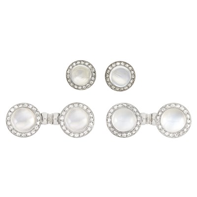 Lot 338 - White Gold, Moonstone and Diamond Dress Set