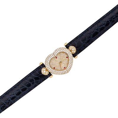 Lot 112 - Gold, Diamond and Ruby Heart Wristwatch, Graff