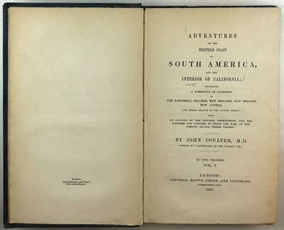 Lot 59 - COULTER, JOHN Adventures on the Western Coast...
