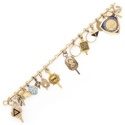 Lot 1626 - Gold, Low Karat Gold and Metal Charm Bracelet