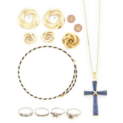 Lot 1620 - Group of Gold and Metal Jewelry and Fragments