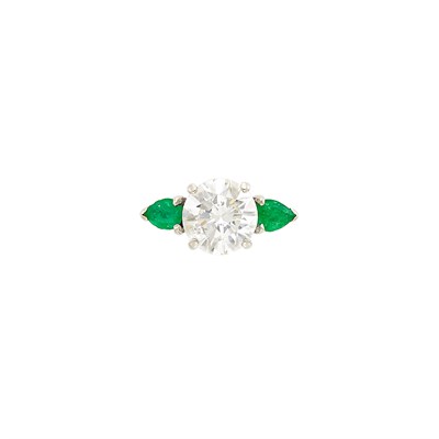 Lot 79 - White Gold, Diamond and Emerald Ring